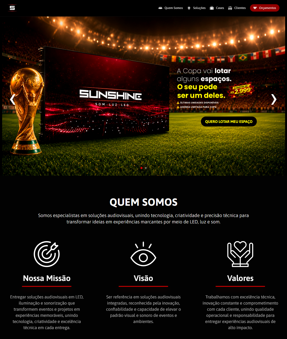 Website Sunshine Full — desenvolvido pela FTCreate